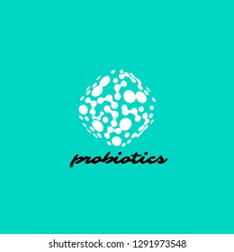 Probiotics logo. Bacteria logo. Concept of healthy nutrition ingredient for therapeutic purposes. Simple flat style trend modern logotype graphic design isolated