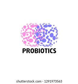 Probiotics logo. Bacteria logo. Concept of healthy nutrition ingredient for therapeutic purposes. Simple flat style trend modern logotype graphic design isolated