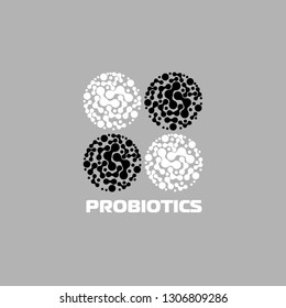 Probiotics logo. Bacteria logo. Concept of healthy nutrition ingredient for therapeutic purposes. Simple flat style trend modern logotype graphic design isolated