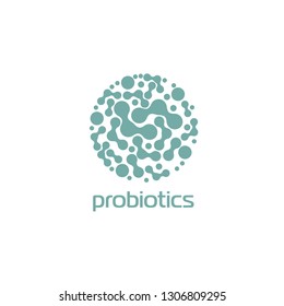Probiotics logo. Bacteria logo. Concept of healthy nutrition ingredient for therapeutic purposes. Simple flat style trend modern logotype graphic design isolated