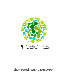 Probiotics logo. Bacteria logo. Concept of healthy nutrition ingredient for therapeutic purposes. Simple flat style trend modern logotype graphic design isolated