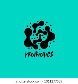 Probiotics logo. Bacteria logo. Concept of healthy nutrition ingredient for therapeutic purposes. Simple flat style trend modern logotype graphic design isolated