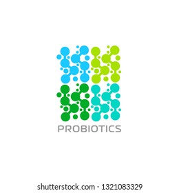 Probiotics logo. Bacteria logo. Concept of healthy nutrition ingredient for therapeutic purposes. Simple flat style trend modern logotype graphic design isolated