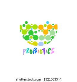 Probiotics logo. Bacteria logo. Concept of healthy nutrition ingredient for therapeutic purposes. Simple flat style trend modern logotype graphic design isolated