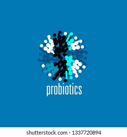 Probiotics logo. Bacteria logo. Concept of healthy nutrition ingredient for therapeutic purposes. Simple flat style trend modern logotype graphic design isolated