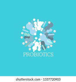 Probiotics logo. Bacteria logo. Concept of healthy nutrition ingredient for therapeutic purposes. Simple flat style trend modern logotype graphic design isolated