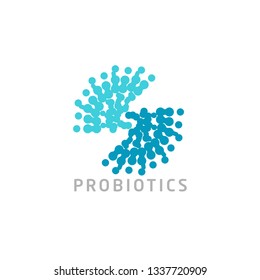 Probiotics logo. Bacteria logo. Concept of healthy nutrition ingredient for therapeutic purposes. Simple flat style trend modern logotype graphic design isolated