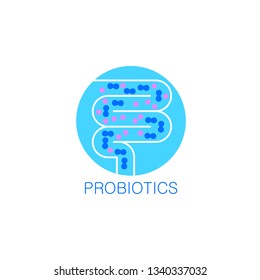 Probiotics logo. Bacteria logo. Concept of healthy nutrition ingredient for therapeutic purposes. Simple flat style trend modern logotype graphic design isolated