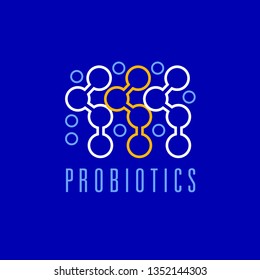 Probiotics logo. Bacteria logo. Concept of healthy nutrition ingredient for therapeutic purposes. Simple flat style trend modern logotype graphic design isolated