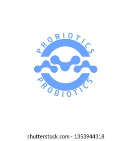 Probiotics logo. Bacteria logo. Concept of healthy nutrition ingredient for therapeutic purposes. Simple flat style trend modern logotype graphic design isolated
