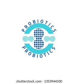 Probiotics logo. Bacteria logo. Concept of healthy nutrition ingredient for therapeutic purposes. Simple flat style trend modern logotype graphic design isolated