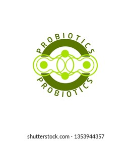 Probiotics logo. Bacteria logo. Concept of healthy nutrition ingredient for therapeutic purposes. Simple flat style trend modern logotype graphic design isolated