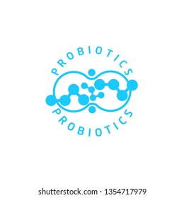 Probiotics logo. Bacteria logo. Concept of healthy nutrition ingredient for therapeutic purposes. Simple flat style trend modern logotype graphic design isolated