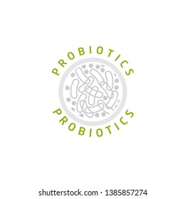 Probiotics logo. Bacteria logo. Concept of healthy nutrition ingredient for therapeutic purposes. Simple flat style trend modern logotype graphic design isolated