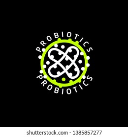 Probiotics logo. Bacteria logo. Concept of healthy nutrition ingredient for therapeutic purposes. Simple flat style trend modern logotype graphic design isolated