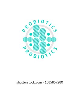 Probiotics logo. Bacteria logo. Concept of healthy nutrition ingredient for therapeutic purposes. Simple flat style trend modern logotype graphic design isolated