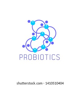 Probiotics logo. Bacteria logo. Concept of healthy nutrition ingredient for therapeutic purposes. Simple flat style trend modern logotype graphic design isolated