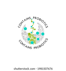 Logo de los probióticos. Logo de las bacterias. Concepto de ingrediente nutricional saludable con fines terapéuticos. Tendencia de estilo plana simple diseño gráfico de logotipo moderno aislado