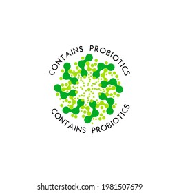 Logo für Probiotika. Bakterien-Logo. Konzept einer gesunden Nährstoffzutat für therapeutische Zwecke. Einfache, flache Trendsetter mit modernem Logo, isoliert