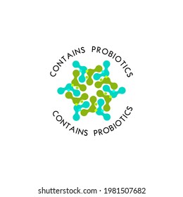Logo für Probiotika. Bakterien-Logo. Konzept einer gesunden Nährstoffzutat für therapeutische Zwecke. Einfache, flache Trendsetter mit modernem Logo, isoliert
