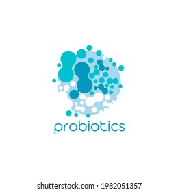 Probiotics logo. Bacteria logo. Concept of healthy nutrition ingredient for therapeutic purposes. Simple flat style trend modern logotype graphic design isolated
