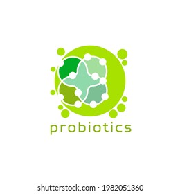 Probiotics logo. Bacteria logo. Concept of healthy nutrition ingredient for therapeutic purposes. Simple flat style trend modern logotype graphic design isolated
