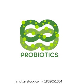 Probiotics logo. Bacteria logo. Concept of healthy nutrition ingredient for therapeutic purposes. Simple flat style trend modern logotype graphic design isolated