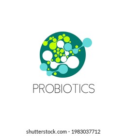 Probiotics logo. Bacteria logo. Concept of healthy nutrition ingredient for therapeutic purposes. Simple flat style trend modern logotype graphic design isolated