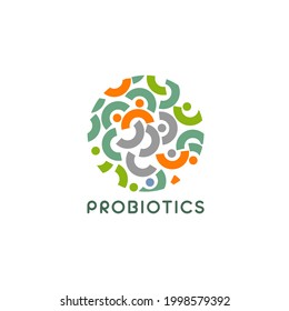 Probiotics logo. Bacteria logo. Concept of healthy nutrition ingredient for therapeutic purposes. Simple flat style trend modern logotype graphic design isolated