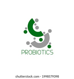 Probiotics logo. Bacteria logo. Concept of healthy nutrition ingredient for therapeutic purposes. Simple flat style trend modern logotype graphic design isolated