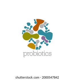 Probiotics logo. Bacteria logo. Concept of healthy nutrition ingredient for therapeutic purposes. Simple flat style trend modern logotype graphic design isolated