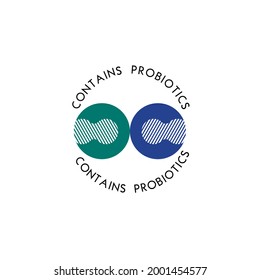 Logo de los probióticos. Logo de las bacterias. Concepto de ingrediente nutricional saludable con fines terapéuticos. Tendencia de estilo plana simple diseño gráfico de logotipo moderno aislado