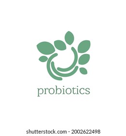 Probiotics logo. Bacteria logo. Concept of healthy nutrition ingredient for therapeutic purposes. Simple flat style trend modern logotype graphic design isolated