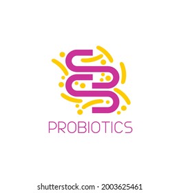 Probiotics logo. Bacteria logo. Concept of healthy nutrition ingredient for therapeutic purposes. Simple flat style trend modern logotype graphic design isolated