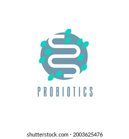 Probiotics logo. Bacteria logo. Concept of healthy nutrition ingredient for therapeutic purposes. Simple flat style trend modern logotype graphic design isolated