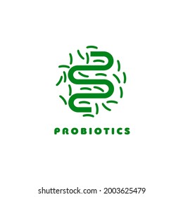 Probiotics logo. Bacteria logo. Concept of healthy nutrition ingredient for therapeutic purposes. Simple flat style trend modern logotype graphic design isolated