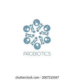 Probiotics logo. Bacteria logo. Concept of healthy nutrition ingredient for therapeutic purposes. Simple flat style trend modern logotype graphic design isolated