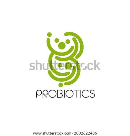 Probiotics logo. Bacteria logo. Concept of healthy nutrition ingredient for therapeutic purposes. Simple flat style trend modern logotype graphic design isolated
