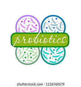Probiotics logo. Concept of healthy nutrition ingredient for therapeutic purposes. simple flat style trend modern logotype graphic design isolated on white background