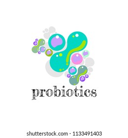  Probiotics logo. Concept of healthy nutrition ingredient for therapeutic purposes. simple flat style trend modern logotype graphic design isolated