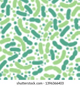 Probiotics and prebiotics seamless pattern. Normal gram-positive anaerobic microflora background. Editable vector illustration in light green colors. Modern flat style. Medical, healthcare concept.