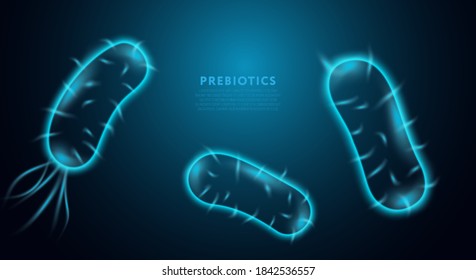 Probiotics. Science background. Lacto bacteria supplement. Microscopic probiotics, good bacterial flora. Vector illustration