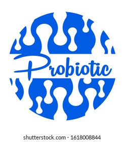 Probiotics text background. Micro probiotic microorganism