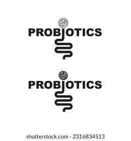 Probiotics text, icon, vector, sign.