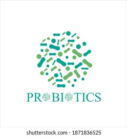 Probiotics vector background, lacto bacteria supplement, correct nutrition and digestion healthcare Probiotcis micro lactobacillus acidophilus cells on white backdrop for prebiotic food package design