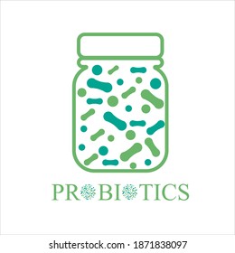 Probiotics vector background, lacto bacteria supplement, correct nutrition and digestion healthcare Probiotcis micro lactobacillus acidophilus cells on white backdrop for prebiotic food package design