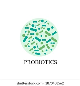 Probiotics vector background, lacto bacteria supplement, correct nutrition and digestion healthcare Probiotcis micro lactobacillus acidophilus cells on white backdrop for prebiotic food package design