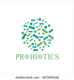 Probiotics vector background, lacto bacteria supplement, correct nutrition and digestion healthcare Probiotcis micro lactobacillus acidophilus cells on white backdrop for prebiotic food package design