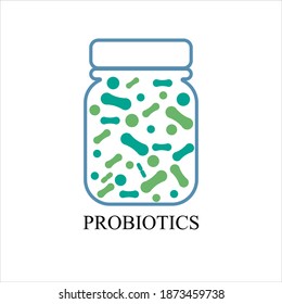 Probiotics vector background, lacto bacteria supplement, correct nutrition and digestion healthcare Probiotcis micro lactobacillus acidophilus cells on white backdrop for prebiotic food package design