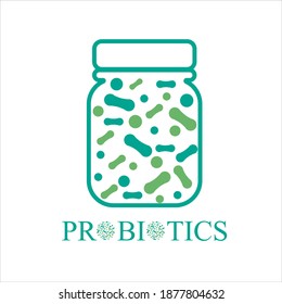 Probiotics vector background, lacto bacteria supplement, correct nutrition and digestion healthcare Probiotcis micro lactobacillus acidophilus cells on white backdrop for prebiotic food package design